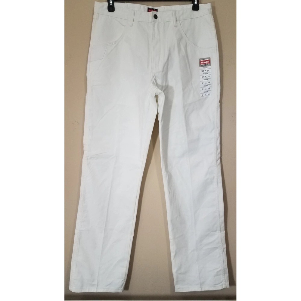 Wrangler Workwear Pants Men 34 x 34 White Straight Carpenter Relaxed Painter